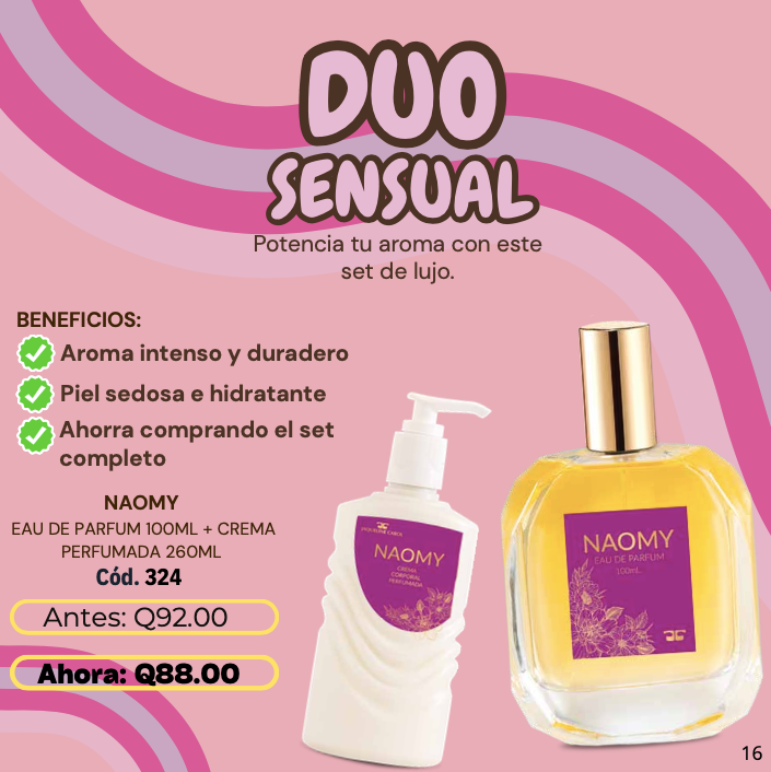 324 NAOMY Eau de Parfum 100mL. + Crema de Olas 240mL.