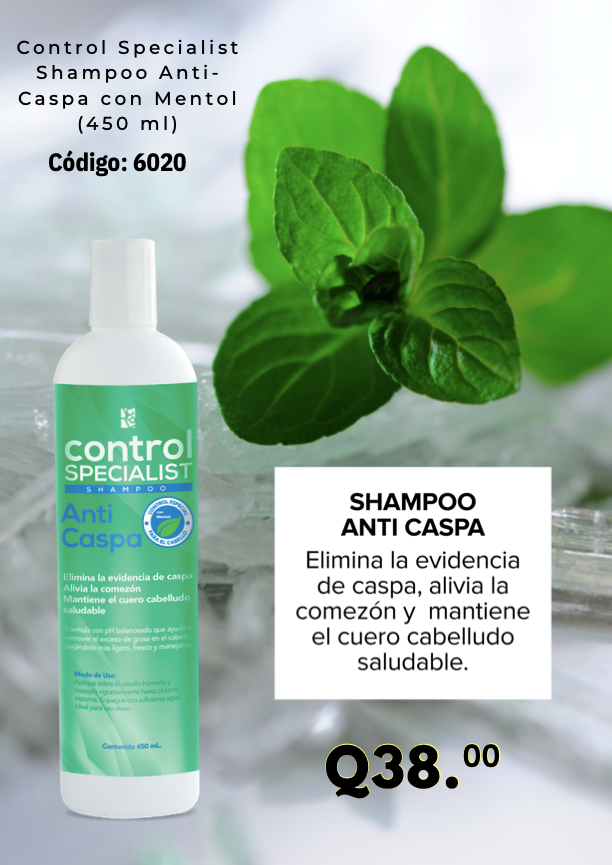 6020 CONTROL SPECIALIST Shampoo Anticaspa con Mentol 500ml.