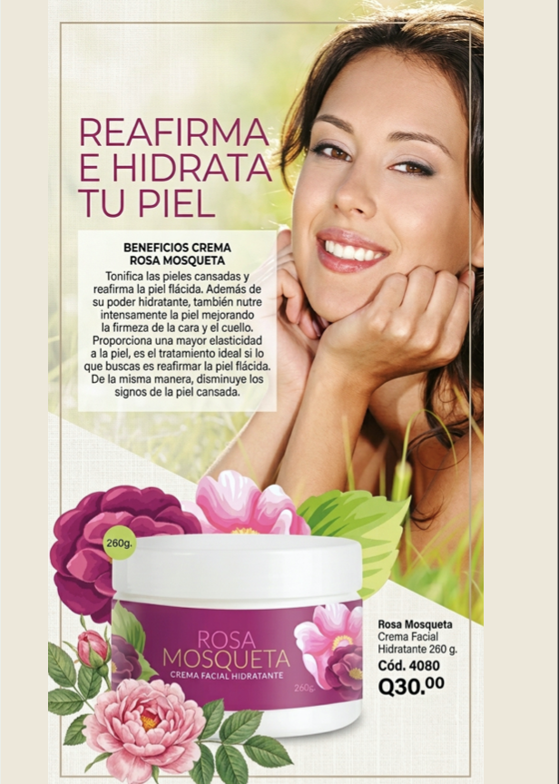 4080 ROSA MOSQUETA CREMA FACIAL HIDRATANTE 260 GR
