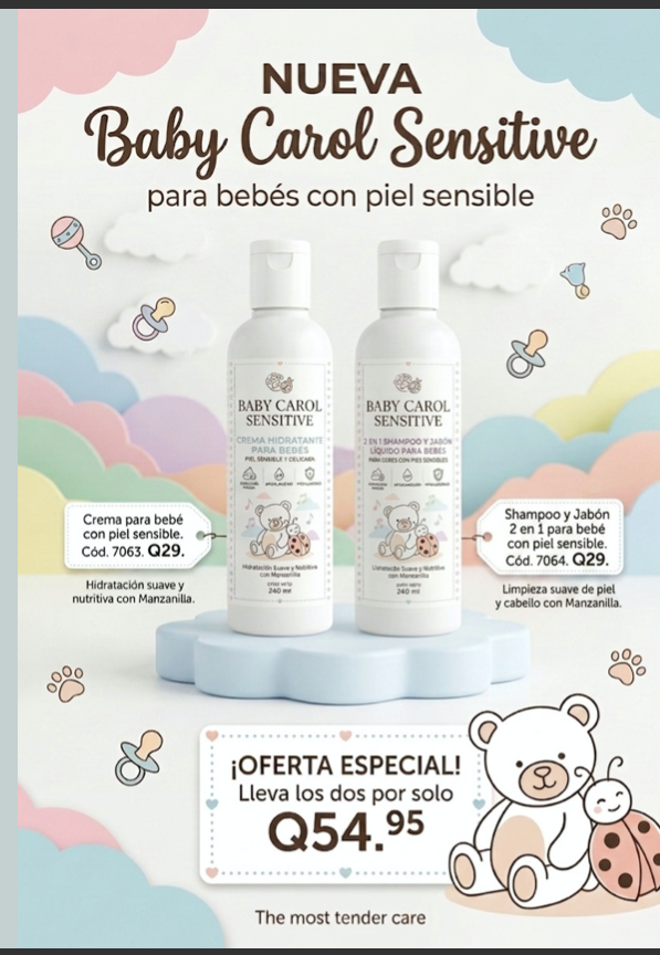 7063D BABY CAROL SENSITIVE CREMA MAS SHAMPOO Y JABON 2 EN 1