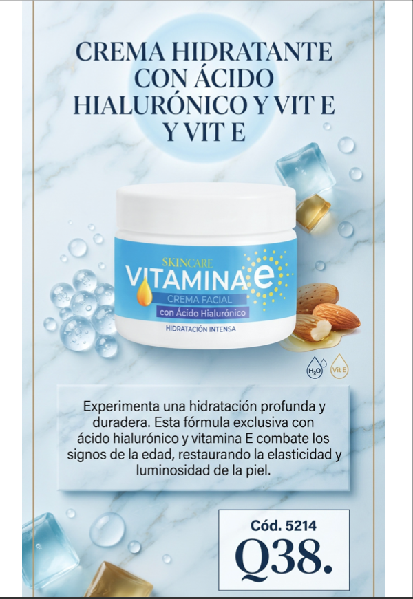 5214 CREMA FACIAL DE VITAMINA E CON ACIDO HIALURÓNICO 260 GR