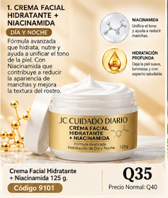 9101 JC CUIDADO DIARIO CREMA FACIAL HIDRATANTE CON NIACINAMIDA PARA USO DE DÍA 125 g