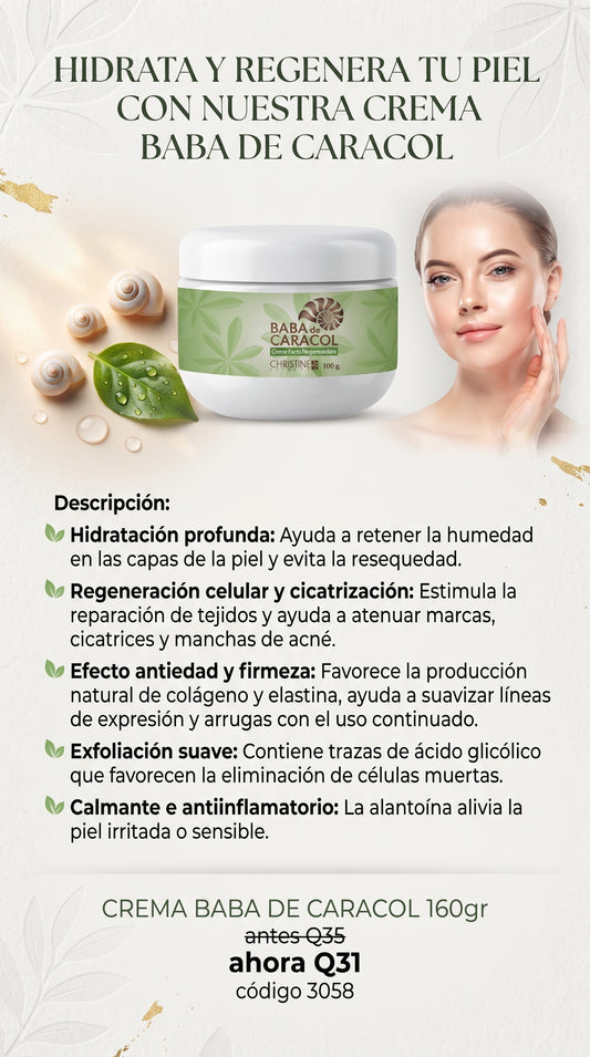 3058 CREMA FACIAL REGENERADORA CON BABA DE CARACOL 125 GR