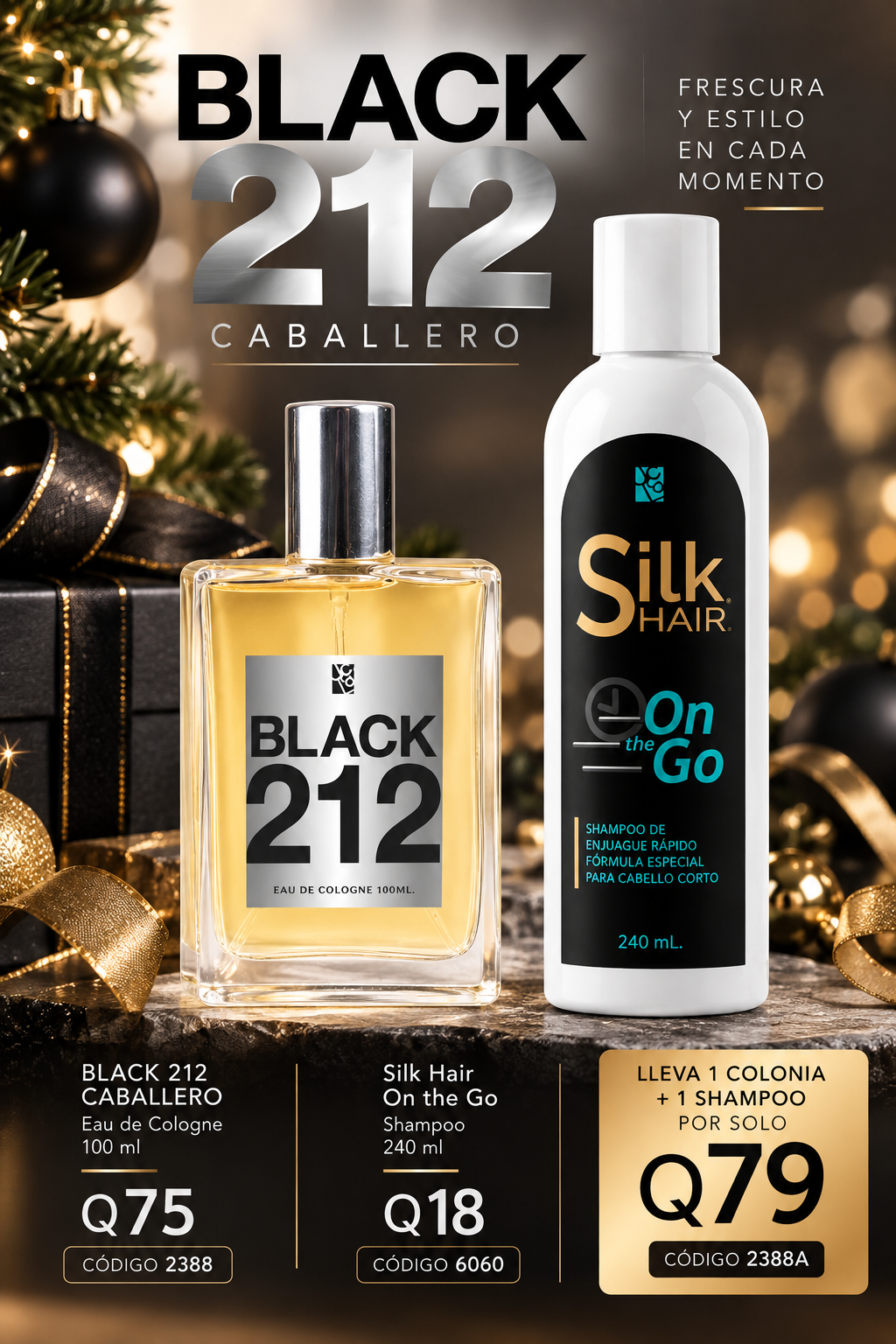 2388A BLACK 212 CABALLERO EAU DE COLOGNE Y SHAMPOO ON THE GO