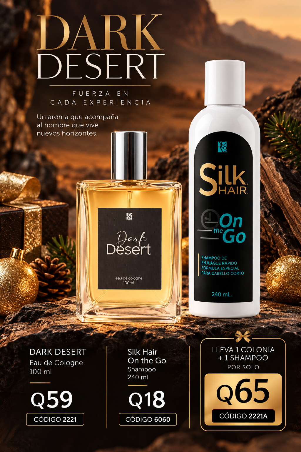 2221A DARK DESERT EAU DE COLOGNE Y SHAMPOO SILK HAIR ON THE GO
