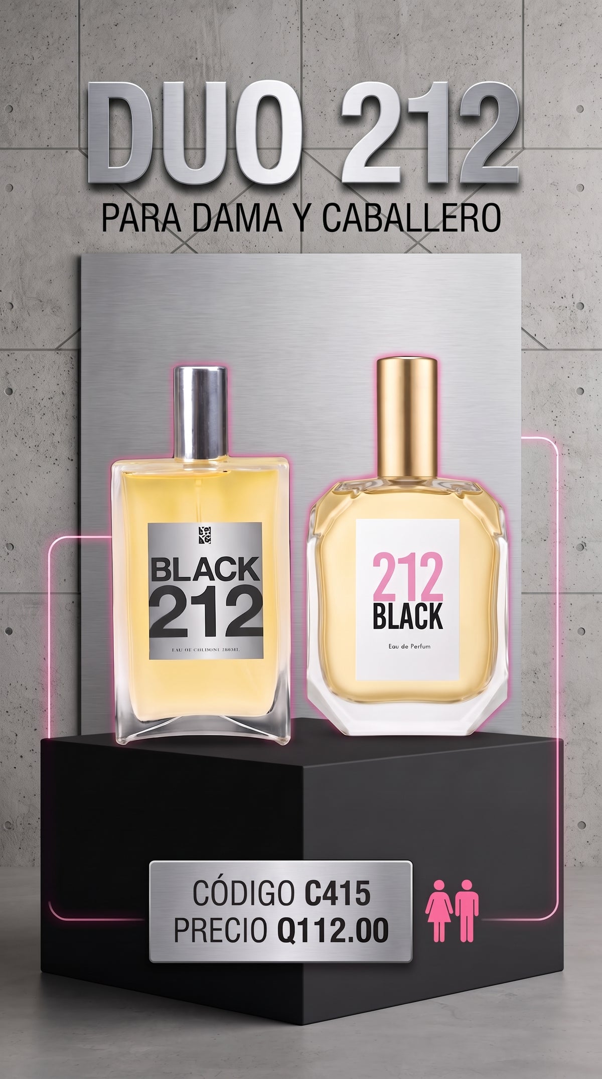 C415 DUO Black 212 Dama Eau de Parfum 100ml + Black 212 Caballero Eau de cologne 100ml