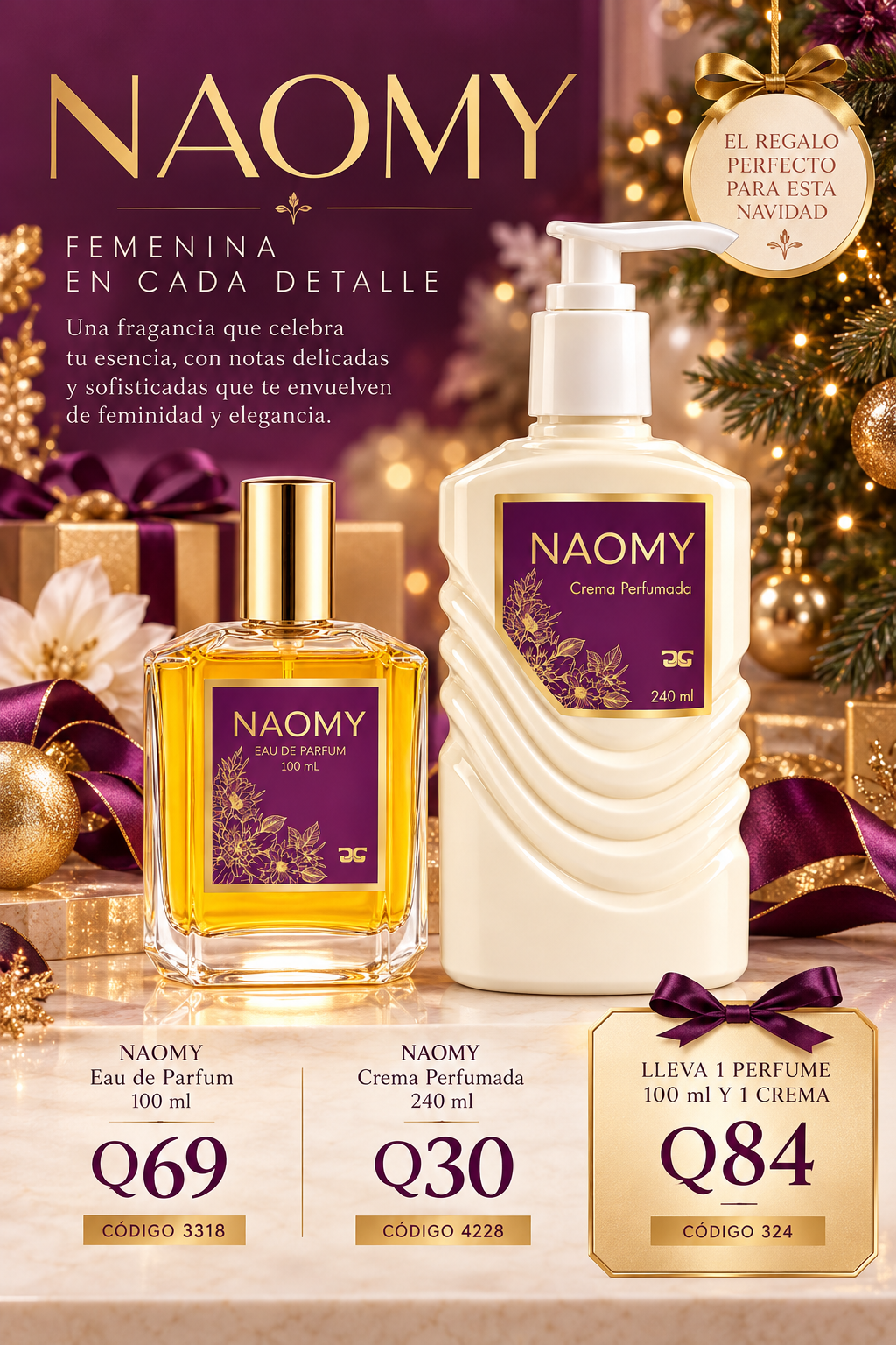 324 NAOMY Eau de Parfum 100mL. + Crema de Olas 240mL.