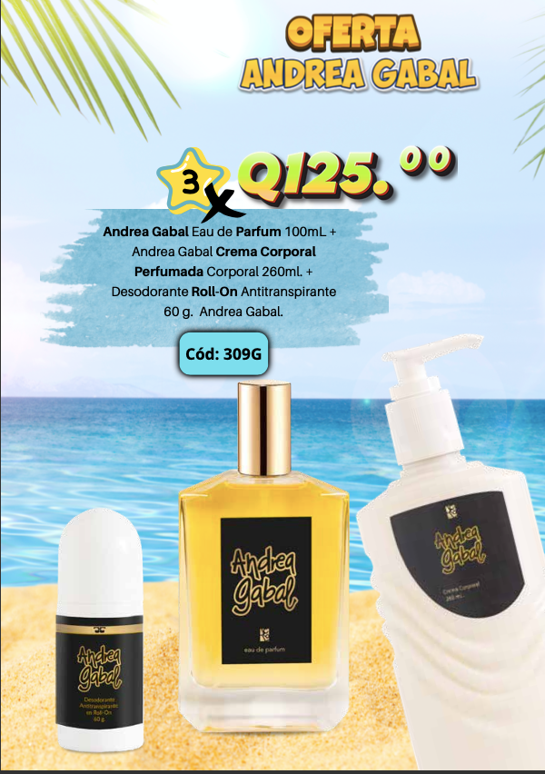 309G ANDREA GABAL EAU DE PARFUM+CREMA CORPORAL PERFUMADA Y ROLL ON