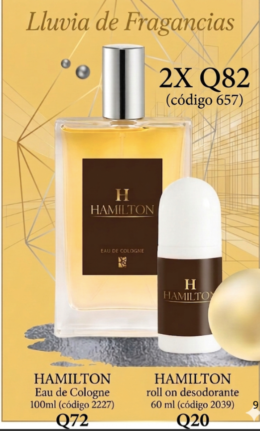 C178 HAMILTON Eau de Cologne 100ml + + Desodorante Roll On antitranspirante 60g