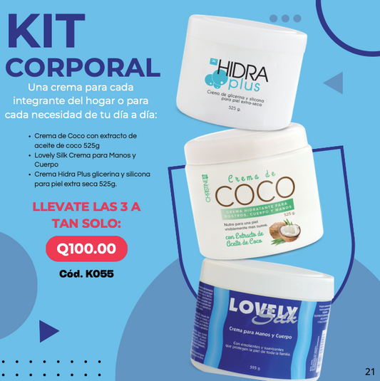 K055 CREMAS HIDRA PLUS, COCO Y LOVELY SILK