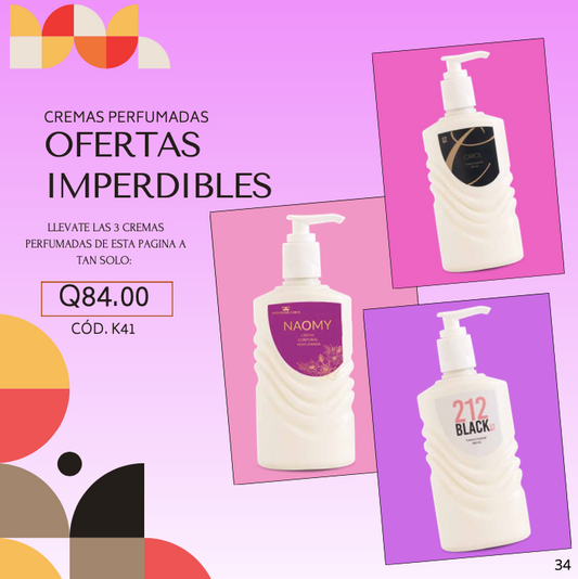 K41 TRIO CREMA DE OLAS NAOMY, CAROL Y BLACK 212 DE DAMA