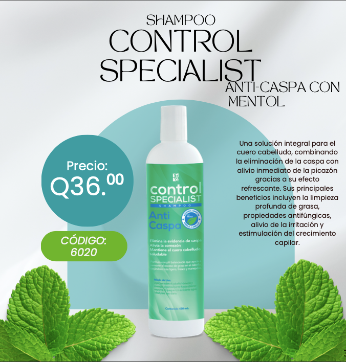 6020 CONTROL SPECIALIST Shampoo Anticaspa con Mentol 500ml.