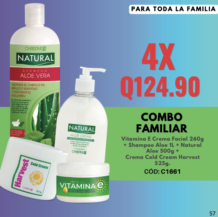 C1661 SHAMPOO ALOE, CREMA ALOE, CREMA VIT SOLAR Y CREMA HARVEST