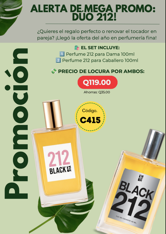 C415 DUO Black 212 Dama Eau de Parfum 100ml + Black 212 Caballero Eau de cologne 100ml
