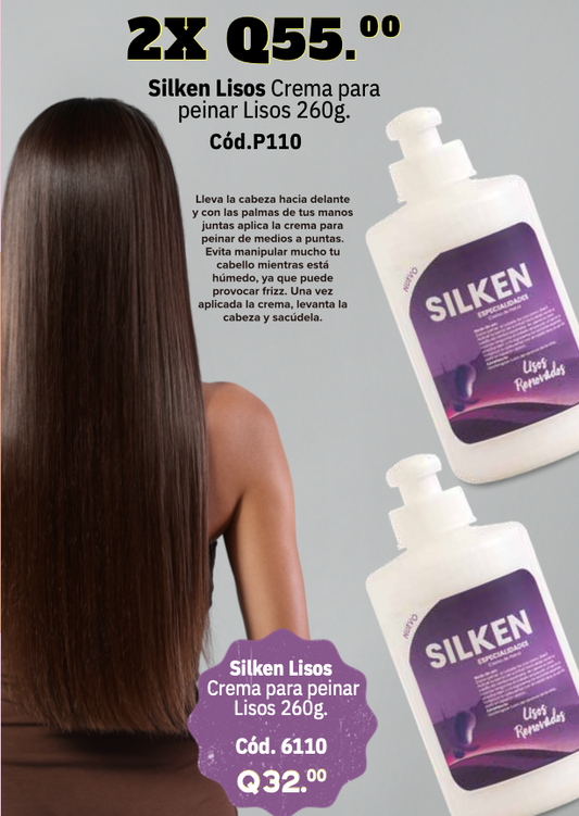 P110 DUO Silken Lisos Crema para peinar Lisos 260g.