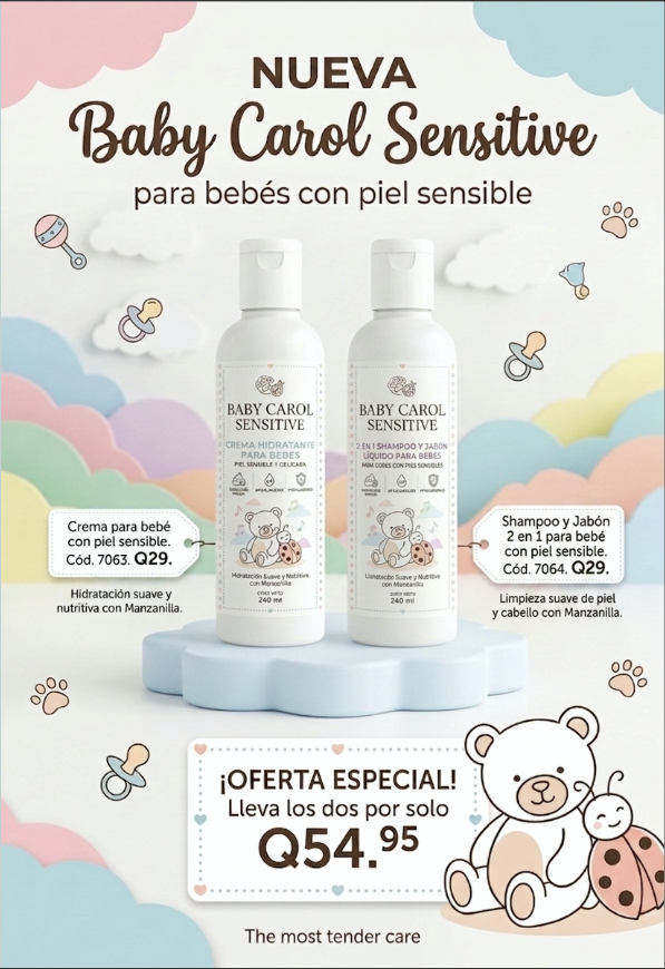 7063D BABY CAROL SENSITIVE CREMA MAS SHAMPOO Y JABON 2 EN 1