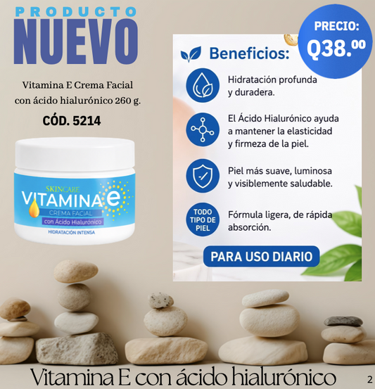 5314 CREMA FACIAL DE VITAMINA E CON ACIDO HIALURÓNICO 260 GR