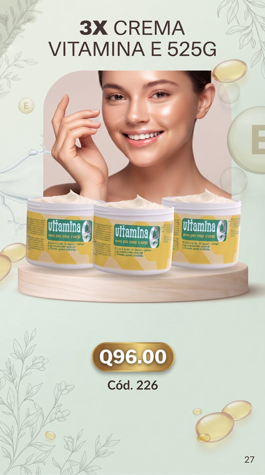 226 TRIO, Vitamina E Crema para Manos y Cuerpo 525 g