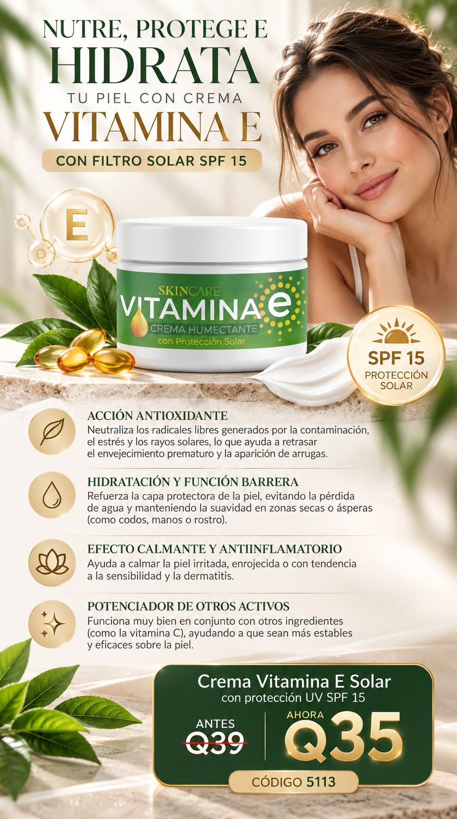 5113 Vitamina E Crema Facial Humectante 260 g.